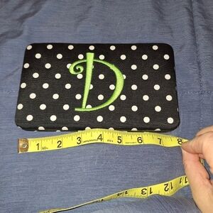 Black and White Letter D Initial Polka Dot Wallet